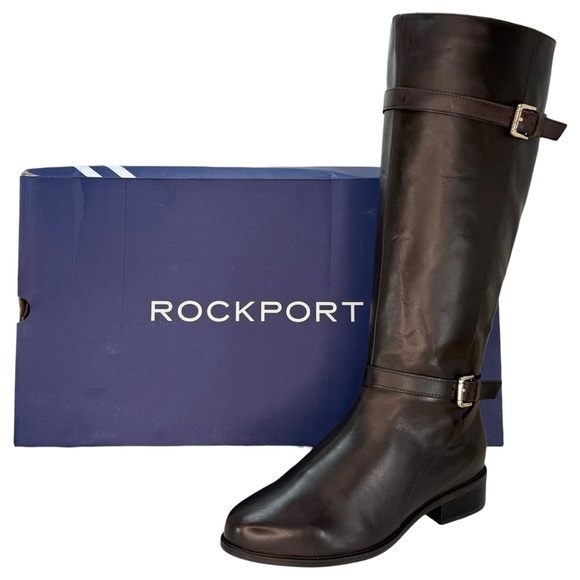 Rockport Harper Brown Leather Knee High Wide Calf Womens Boots Size 6.5M - Picture 16 of 16